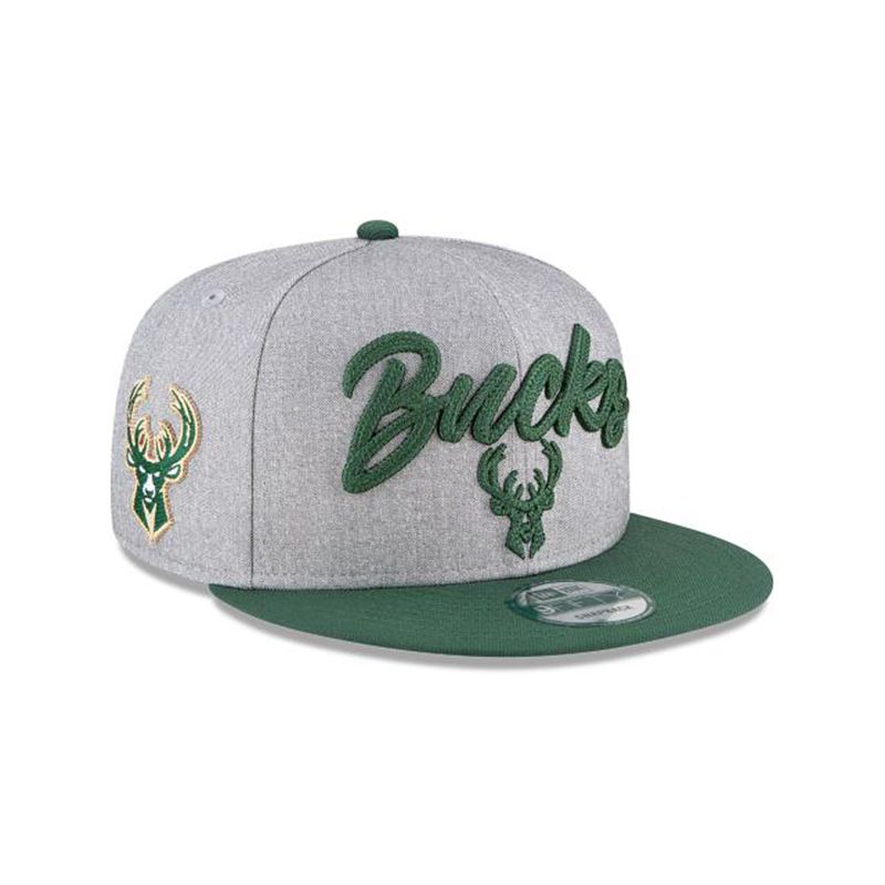 NBA Milwaukee Bucks Official Draft 9Fifty Snapback (UZX0118) - Grey New Era Caps